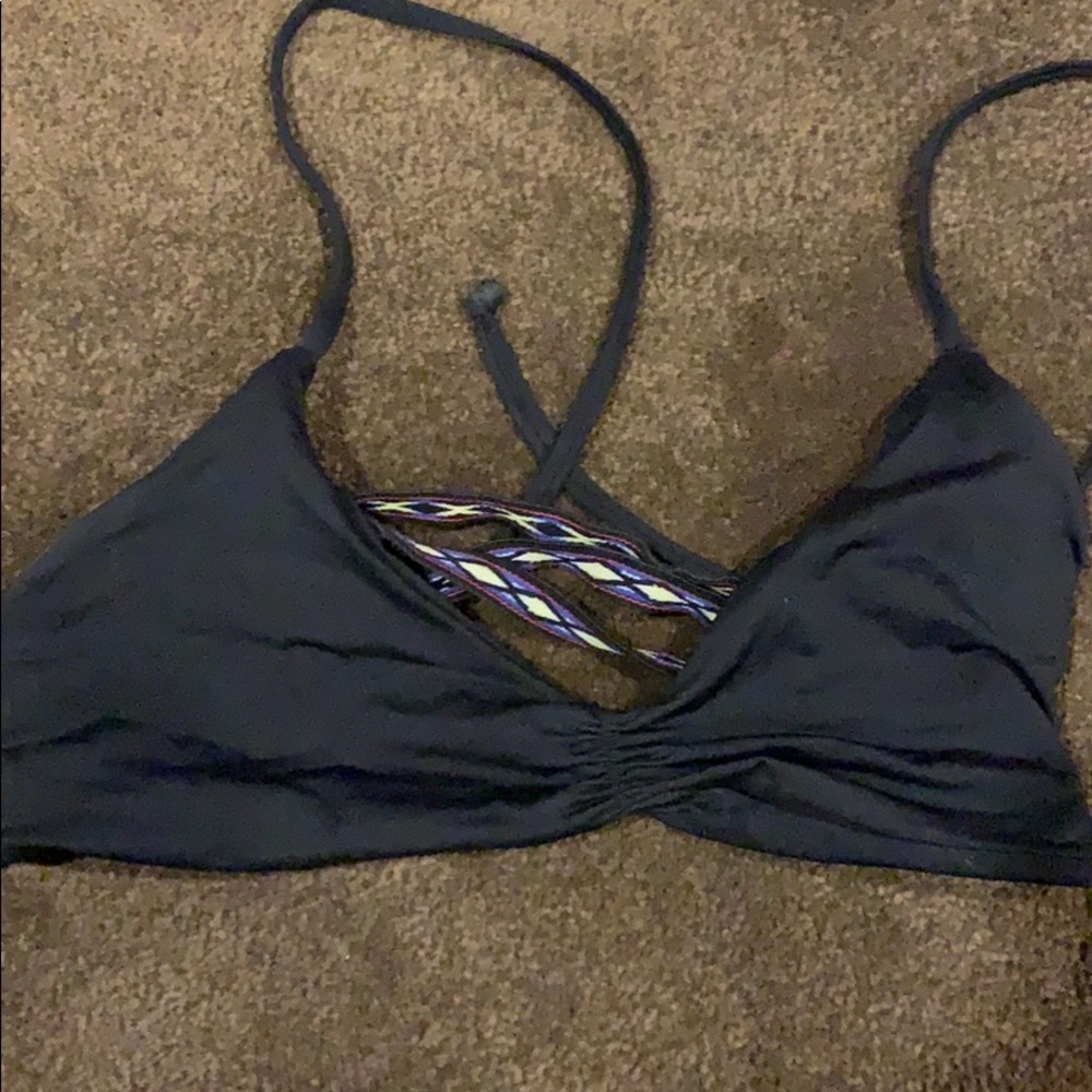 LSPACE BLACK BIKINI TOP WITH TRIBAL design fabric